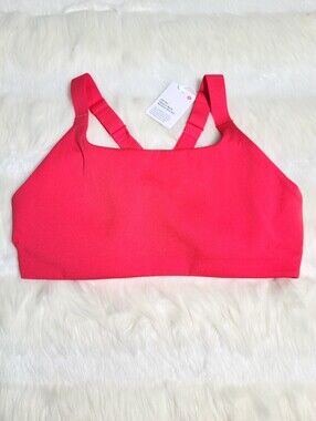 Lululemon Ultralu Squareneck Bra Workout Red Glow Size Medium 8 B/C Cup NEW